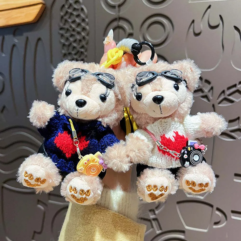

Crossbody Camera Bear Pilot Bear Keychain Bag Pendant Stuffed Animal Pilot Travel Bear Key Ring Ornaments Cartoon