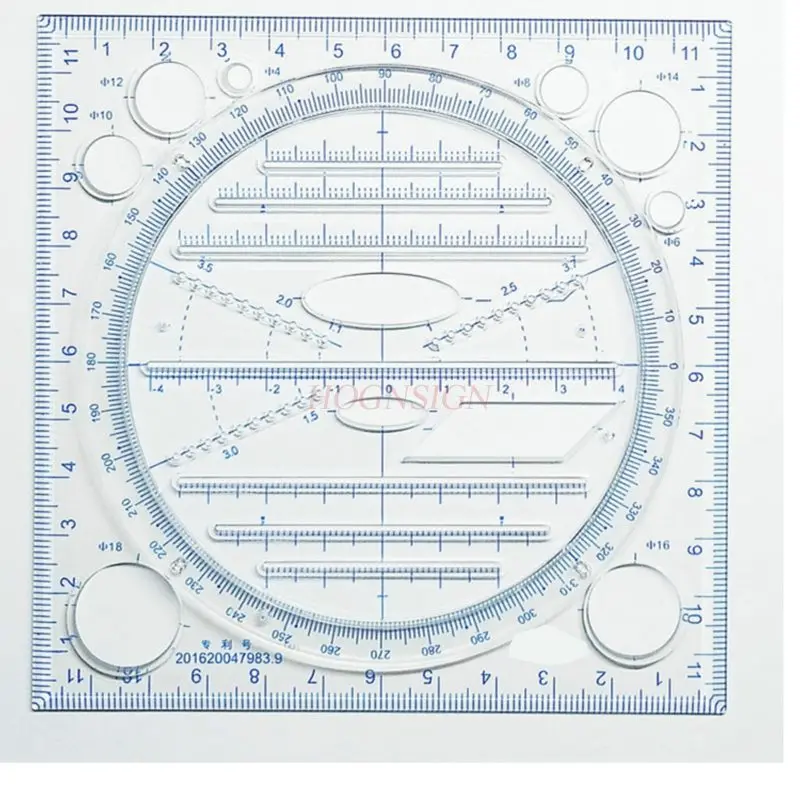 

2pcs Multi functional ruler, geometric shape ruler, drawing design, creative drawing template, drawing template ruler