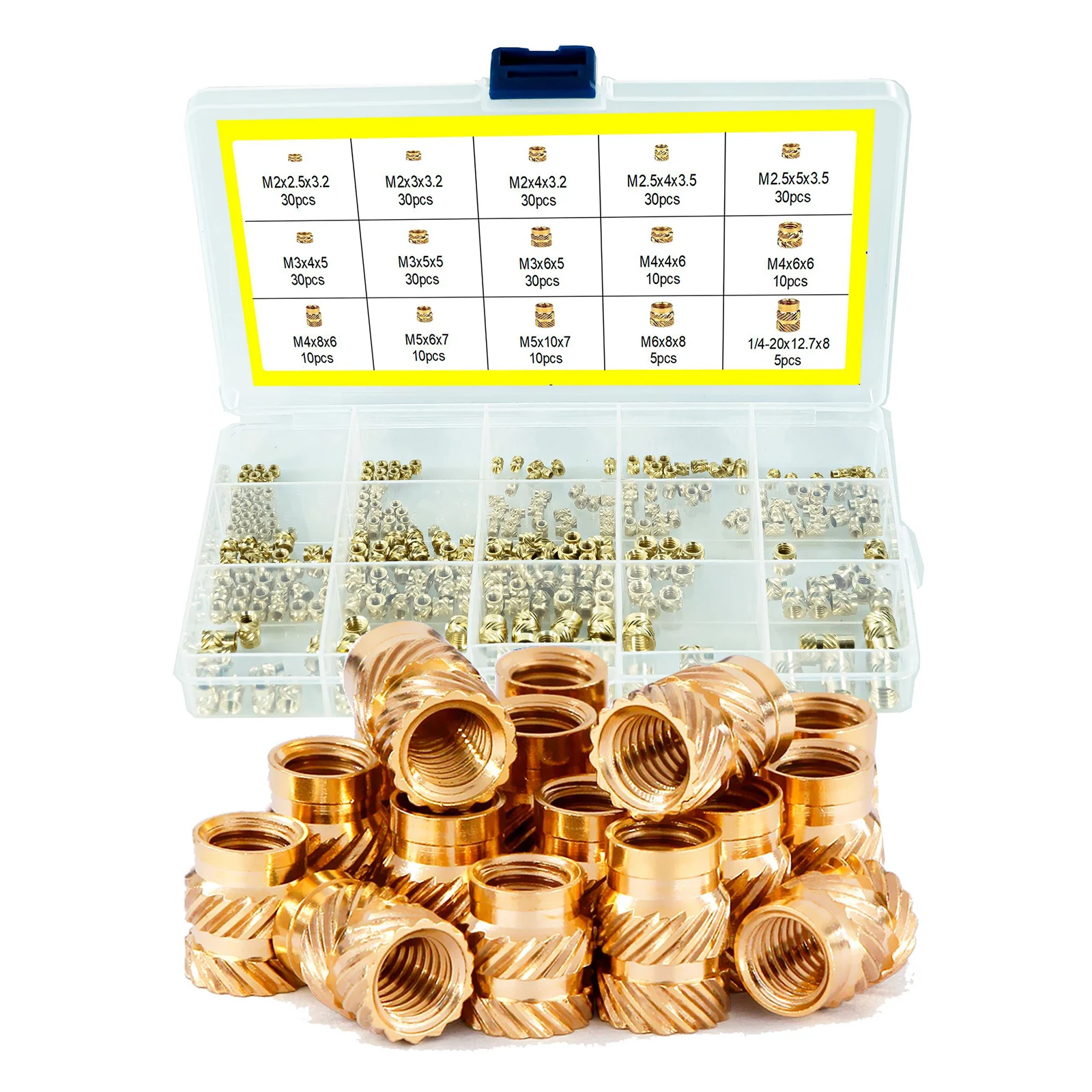 

300Pcs Brass Threaded Insert Nut M2 M2.5 M3 M4 M5 M6 Knurled Thread Nutsert Hot Melt Heat Injection Molding Embedded Copper Nut