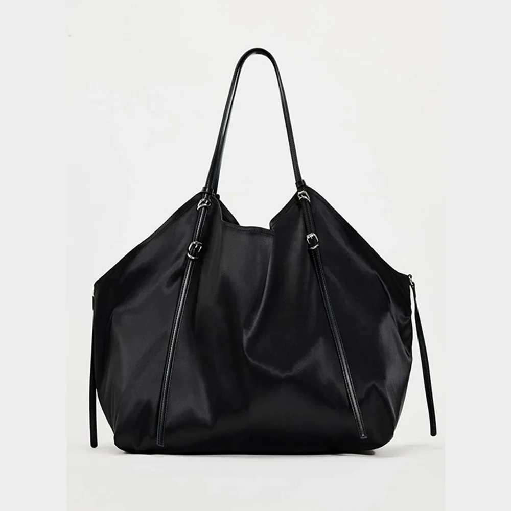 

Большие атласные сумки-тоут для женщин, мягкая шелковая сумка на плечо, роскошные дизайнерские черные сумки, большие кошельки для покупок, 2024, новая женская сумка