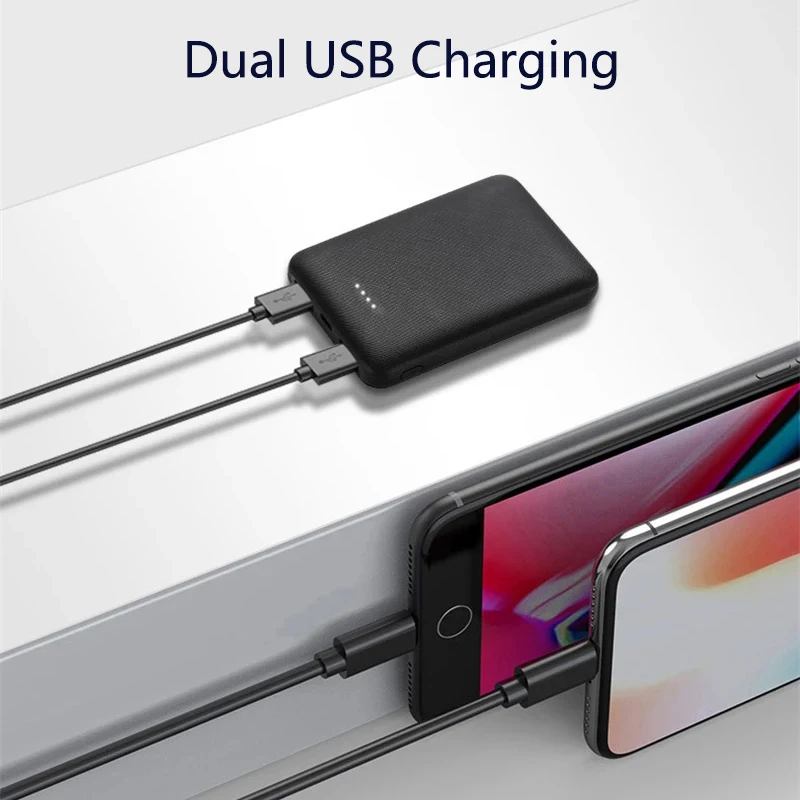 Mini Power Bank 20000mAh Dual USB Ports External Battery Pack for iPhone 14 13 12 Pro Samsung S23 22 Xiaomi Ultra Thin Powerbank