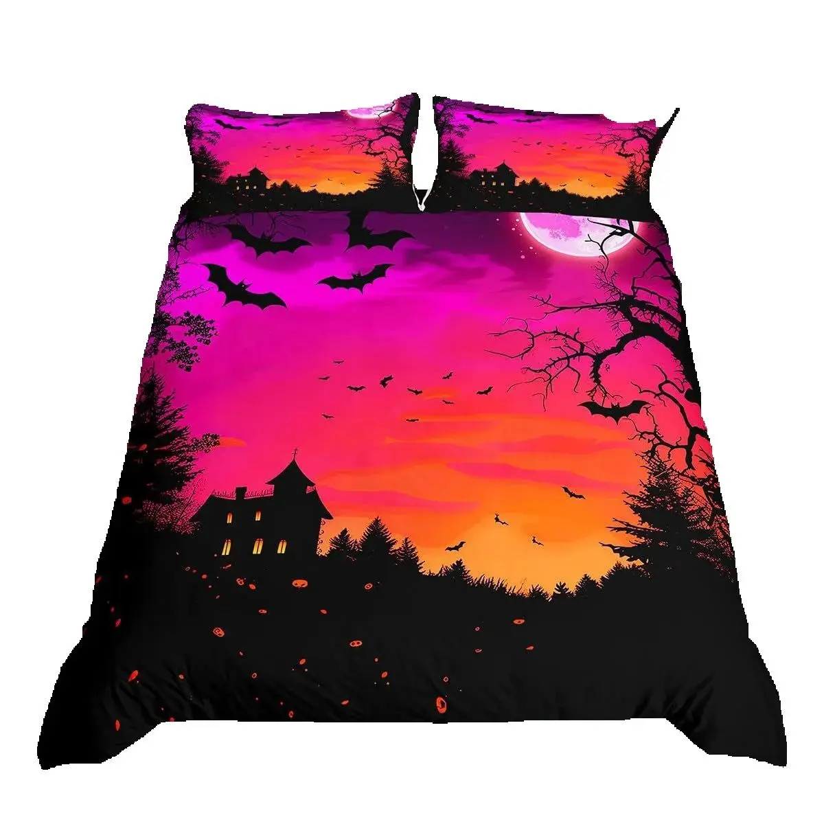 Dreamy Sky Bats Fly 3D Printed Bedding Set Cozy Soft Duvet Cover King Queen Twin Size Birthday Gift Halloween Gift Bedroom Decor