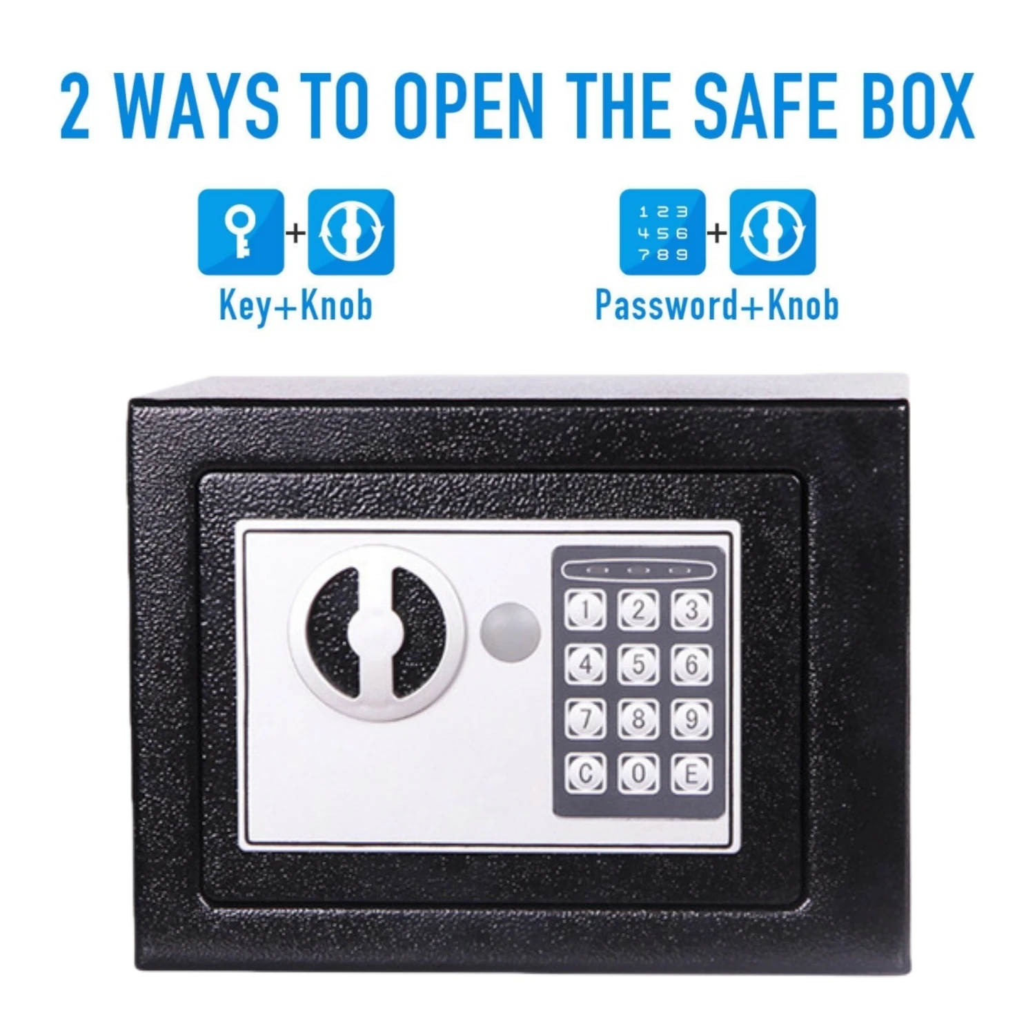 صندوق أمان من سبائك الصلب - خزانة أمان بقفل لوحة المفاتيح الرقمية الإلكترونية مع أقدام للمكتب/الفندق/المنزل، أسود #3
