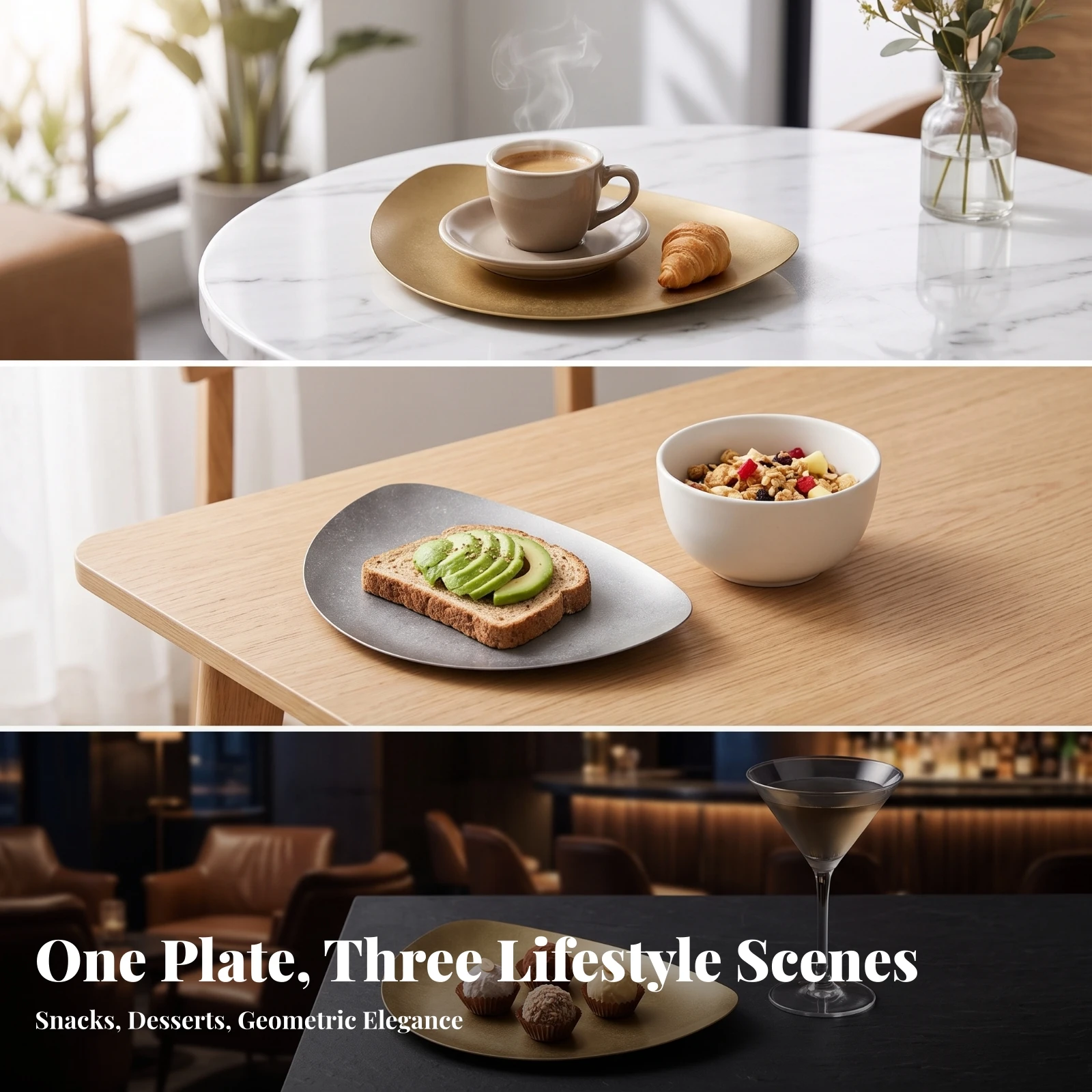 Stainless Steel Plate Unbreakable Triangular Plate Stainless Steel Dish Plates Long-Lasting Tableware Stain Resistant for Hosts