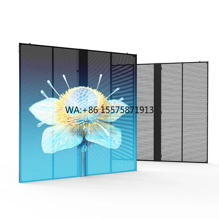 

Прочный Прозрачный светодиодный дисплей, прозрачный пленочный экран P3.9-3.9, прозрачный гибкий светодиодный дисплей для торговых центров