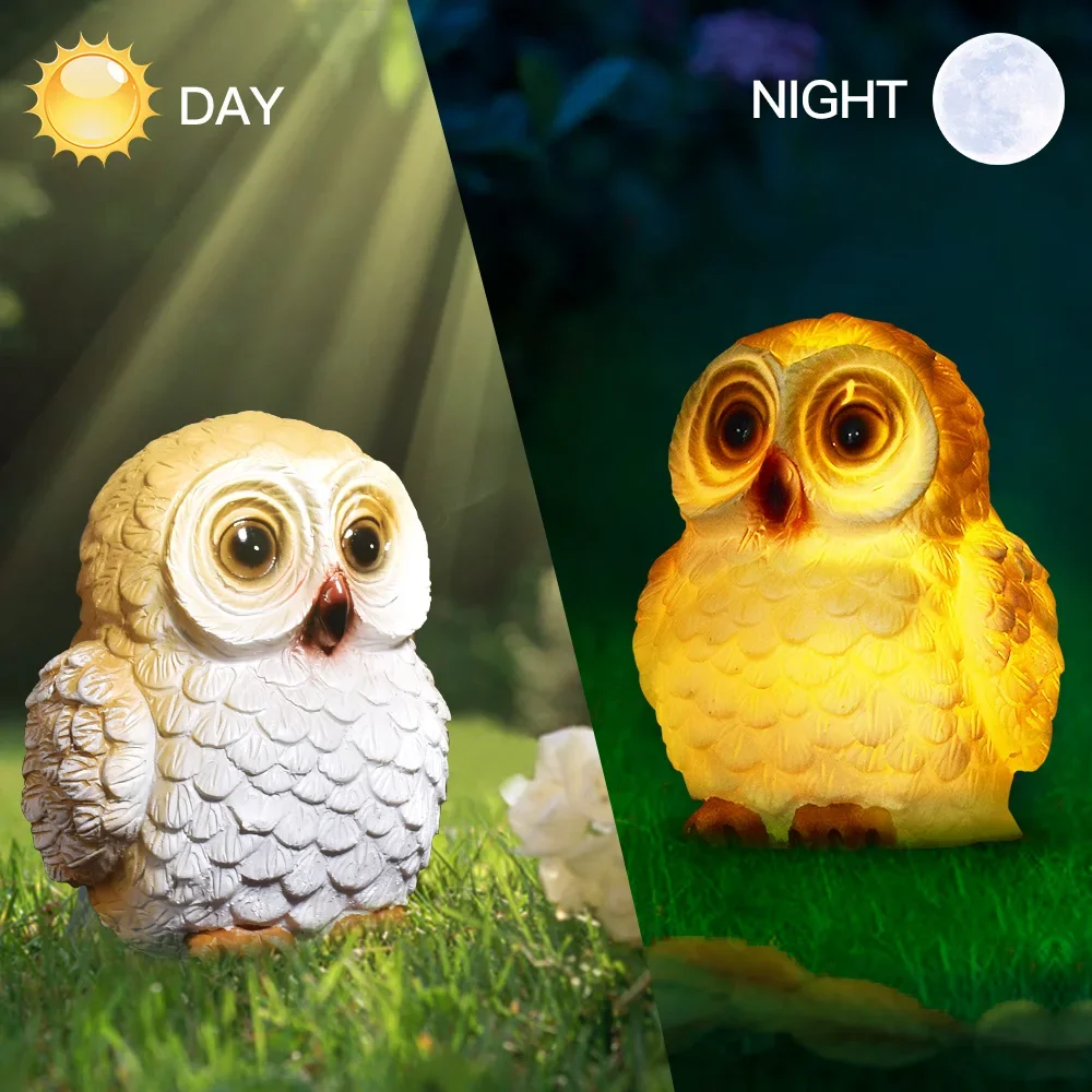 Owl Solar Lamp Rechargeable LED Night Light Outdoor Waterproof Lawn Lamp Intelligent Control Decorative Garden Ambient Lighting