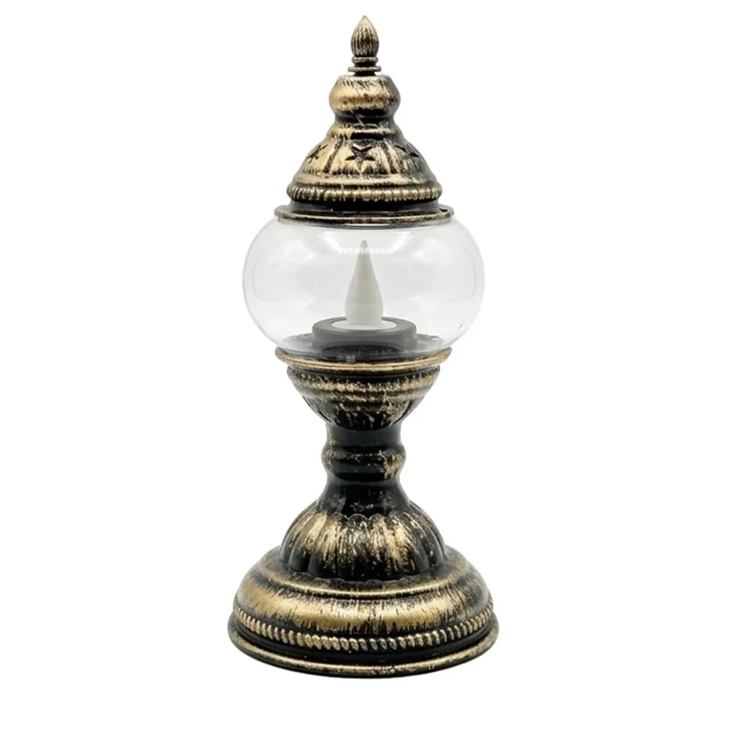 16.5cm Turkish Light Portable Candle Tea Light Battery Operated Table Ramadan Decor Lamp Retro Atmosphere Lamp for Party Night