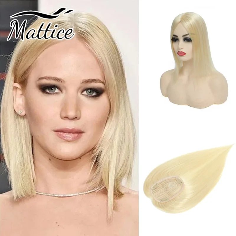 Women Lace Base Wig Real Human Hair Topper Women's Wig Clip In Hairpiece Blonde Hair Extensions Natural Hair Toupee For Women