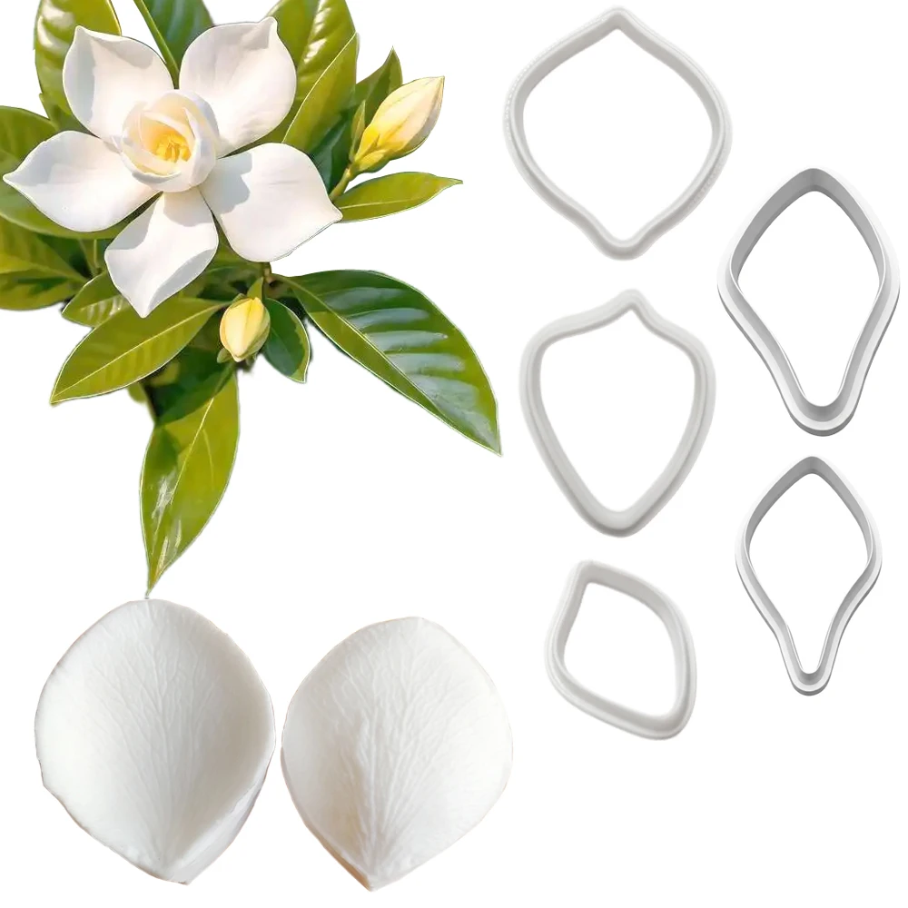 Gardenia Silicone Mold&Cutter Art Craft Polymer Clay Wax Candle Flower Porcelain Coldceramic Handmade Earring Decor Jewelry Tool