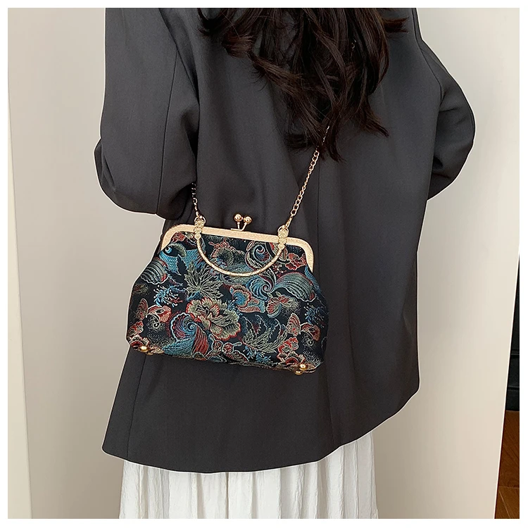 Silk Embroidery Crossbody Bag Patchwork National Style 2025 Hot Sale Bags for Women Hasp Simple Fashion Women's Handbags