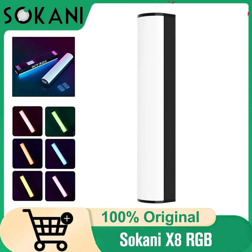 

Sokani X8 RGB LED Video Light Handheld Tube Stick 3000mAh Battery CCT 2700K-6500K App Control for Photography & Filmmaking