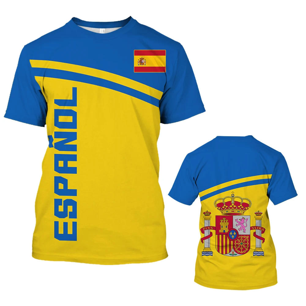 Vintage Spanien T-shirt Für Männer 3D Flagge Spanisch Grafik Druck T Shirt Übergroßen Kurzarm Tops T-Shirt Männer Kleidung Tops Tees