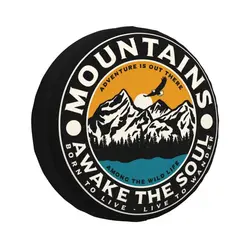 Custom Mountains Awake The Soul Spare Wheel Tire Cover for Pajero Adventure Camping Camper Jeep SUV 4WD 4x4 Vehicle Accessories