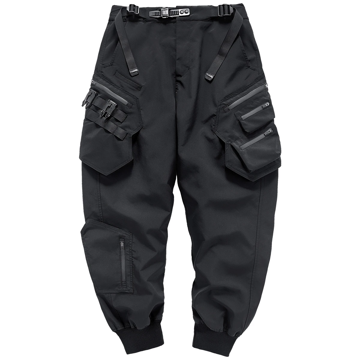 Men Tactical Cargo Pants Fashion Functional Multi Pockets Trousers Hip Hop Streetwear Bomber Pants Techwear Black