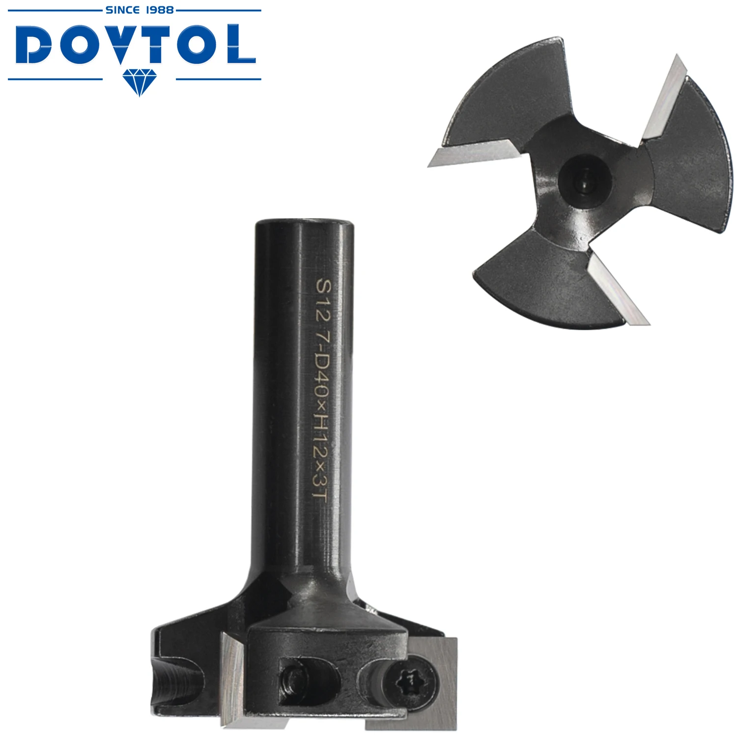 1/2inch Shank Router Bit 40mm Cut Diameter Slab Surfacing Wood Flattening Milling Cutter 3-Wing Planer Bit Replaceable Inserts