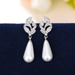 Huitan Waterdrop Imitation Pearl Drop Earrings Women New Aesthetic Wedding Accessories Temperament Lady Earrings Party Jewelry
