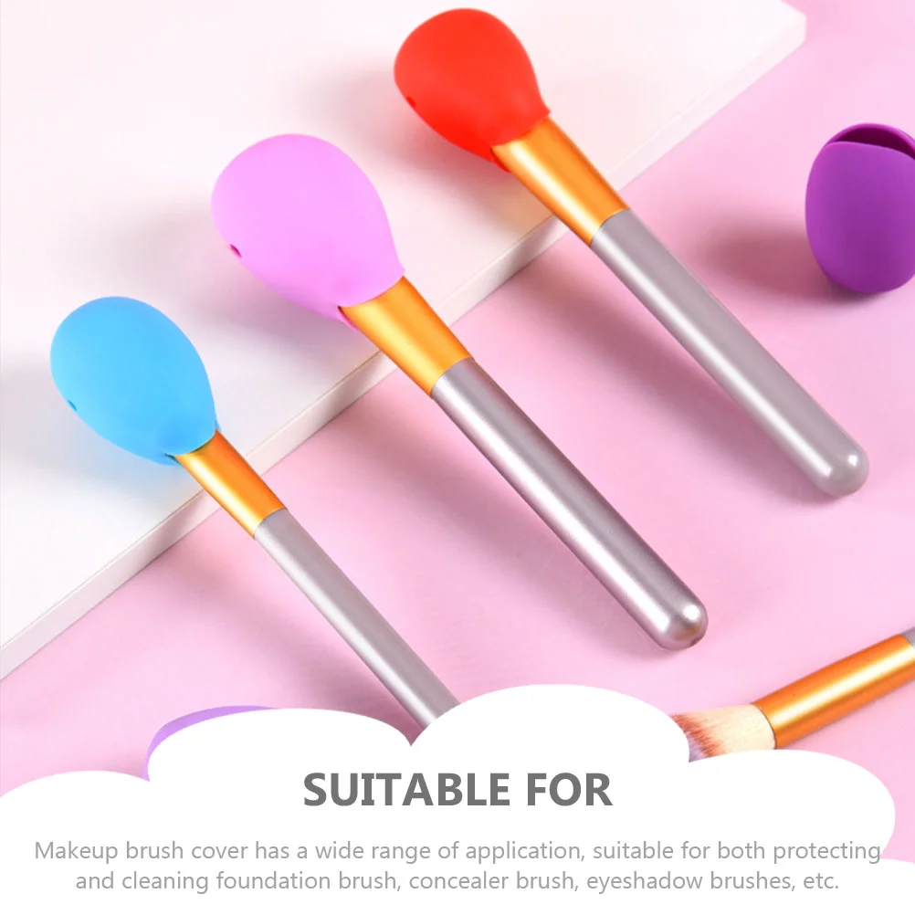 6 Pcs Makeup Brush Case Brushes Travel Protector Silicone Holder The Face Protectors Silica Gel Covers for