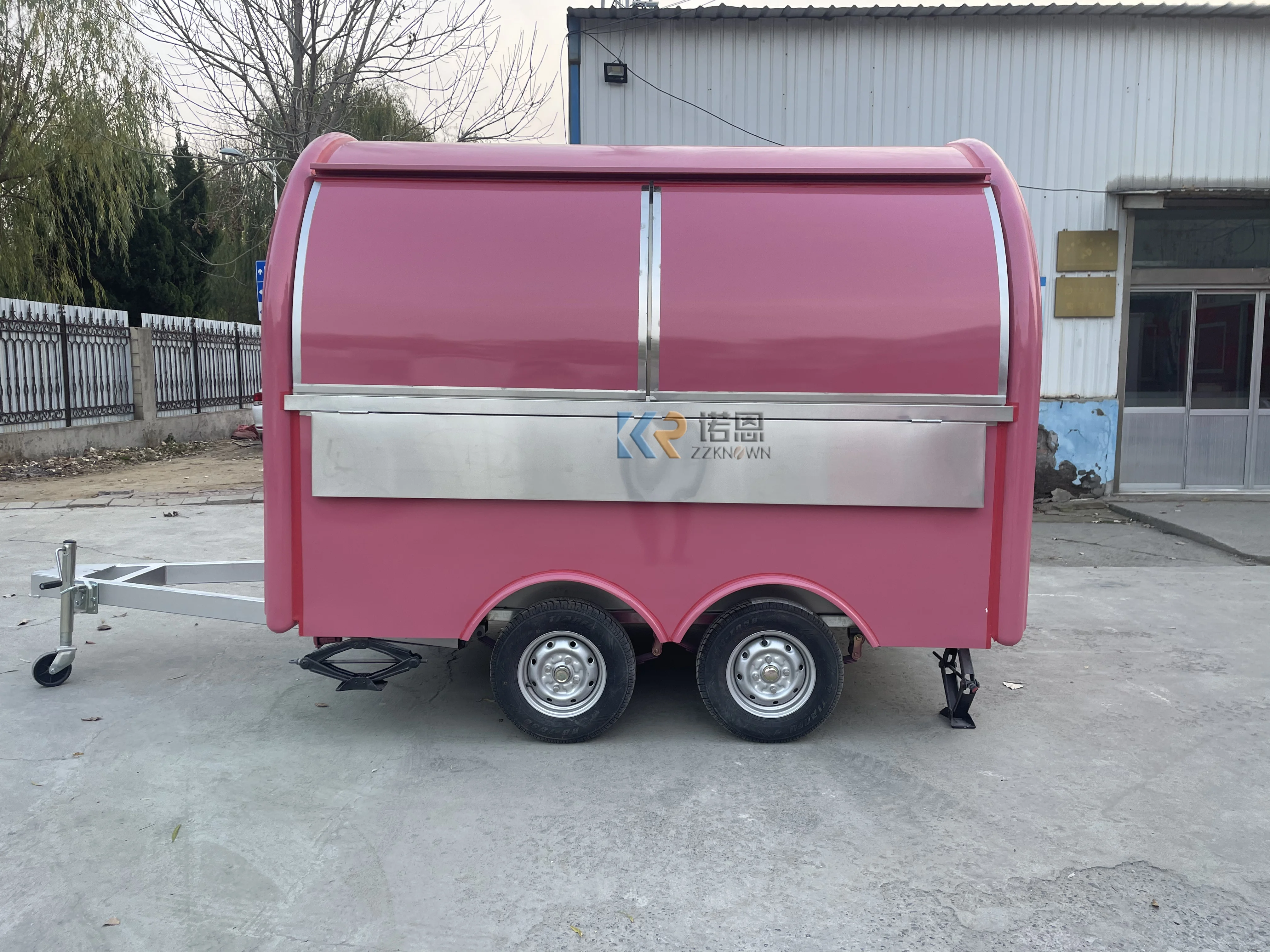 Chiosco per alimenti all'aperto Carrelli per caffè Distributore automatico di alimenti Hotdog Rimorchio da campeggio Carrello per alimenti mobile in acciaio inossidabile in vendita