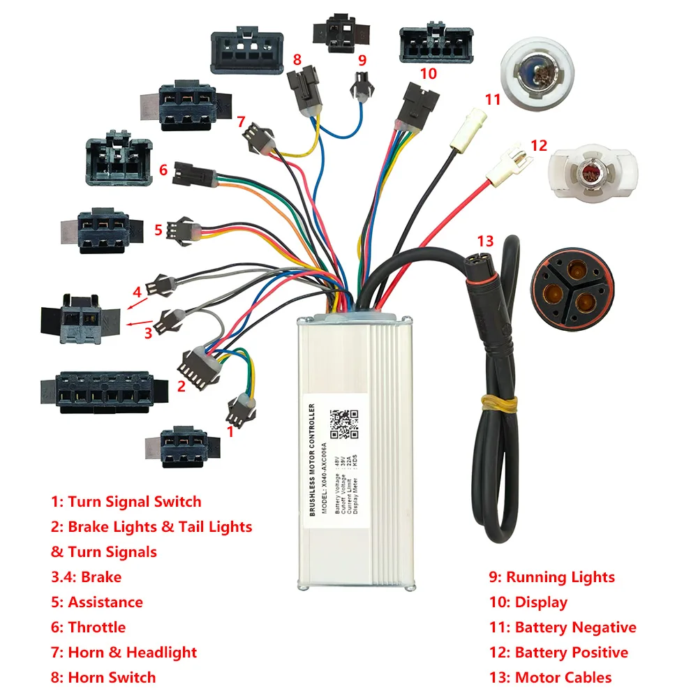 Electric Bicycle Brushless Motor Controller X040-AXC006A 48V 22A
