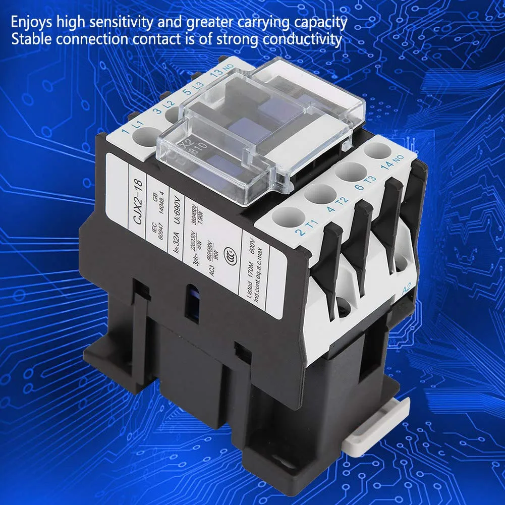 Stable Electrical Load Distribution AC Contactor CJX21810 24V 50Hz 660V 32 Amp Phase 3 Pole DIN Rail Industrial
