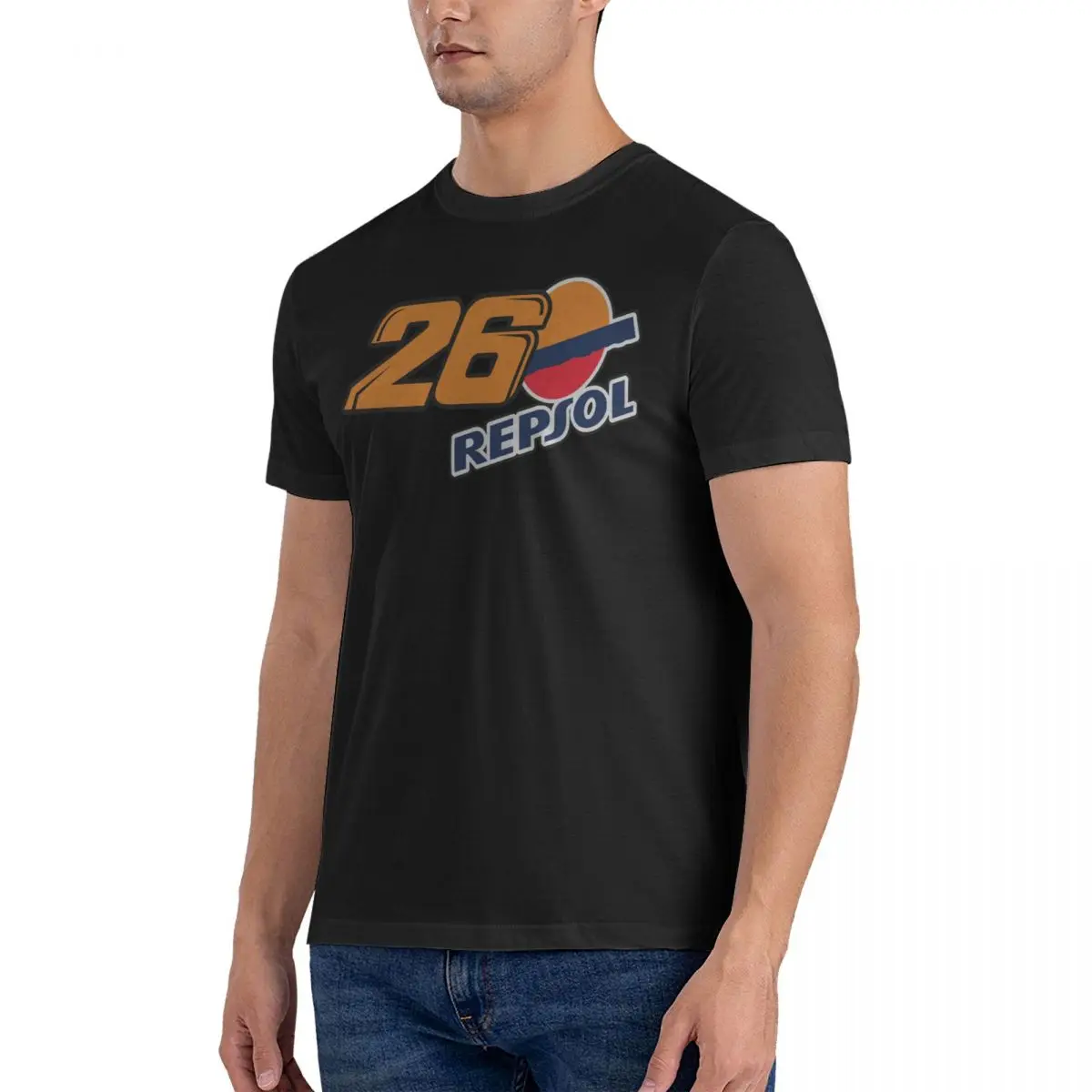 Men's Dani Pedrosa 26 Logo Vector T Shirt R-Repsols 100% Cotton Tops Novelty Short Sleeve Round Neck Tee Shirt