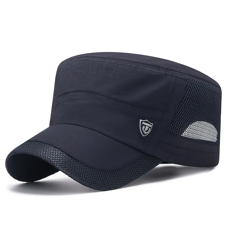 Schnell trocknende Mesh-Baseballkappe mit flachem Oberteil, Sonnenhut für Männer und Frauen, leicht, atmungsaktiv, für den Sport