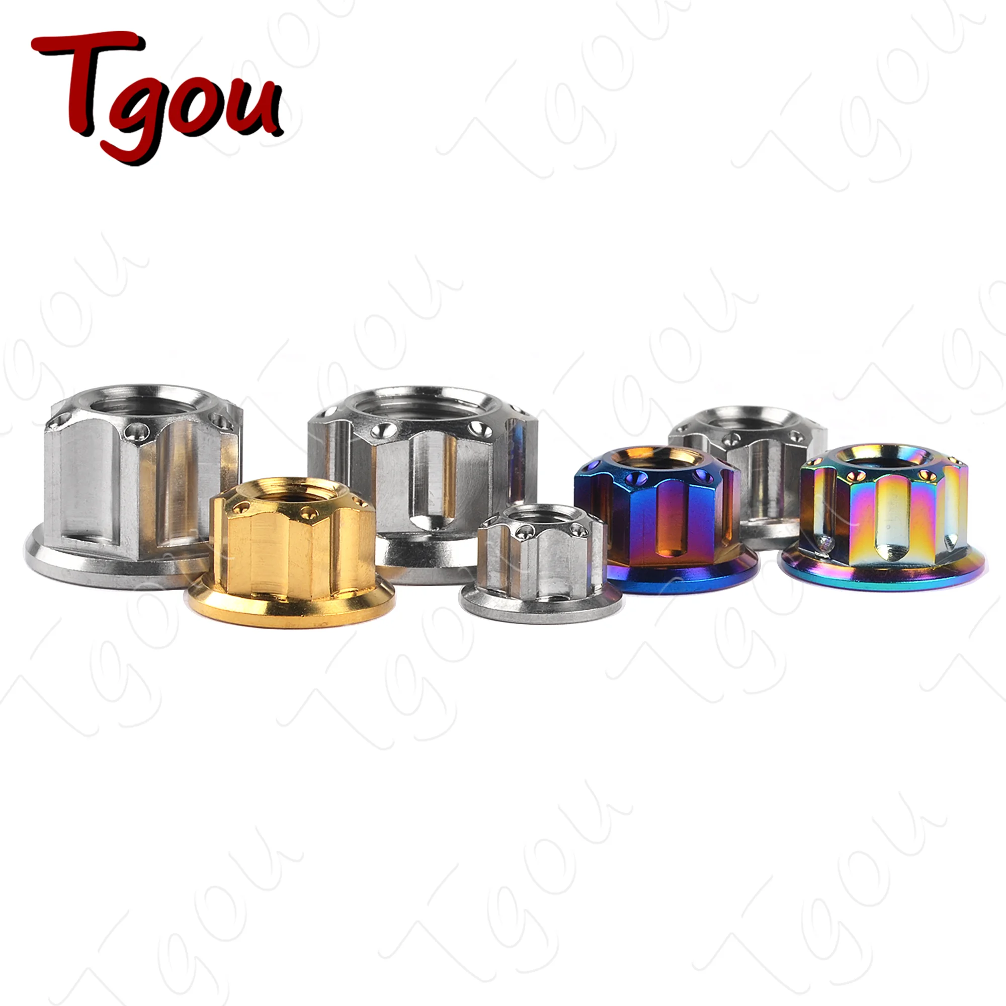 Tgou Titanium Nut M6/M8/M10/M12/M14/M16 Flange Nuts for Motorcycle Bicycle Car