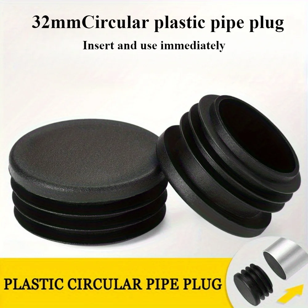 32mm 10pcs pipe plug round plastic end cap for steel tube Pipe Insert Tube End Cover Fitting Tube End Plug Furniture foot pads