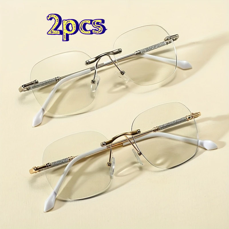 1/2pcs Metal Fashion Glasses with Clear Lenses, Perfect for Daily Matching.