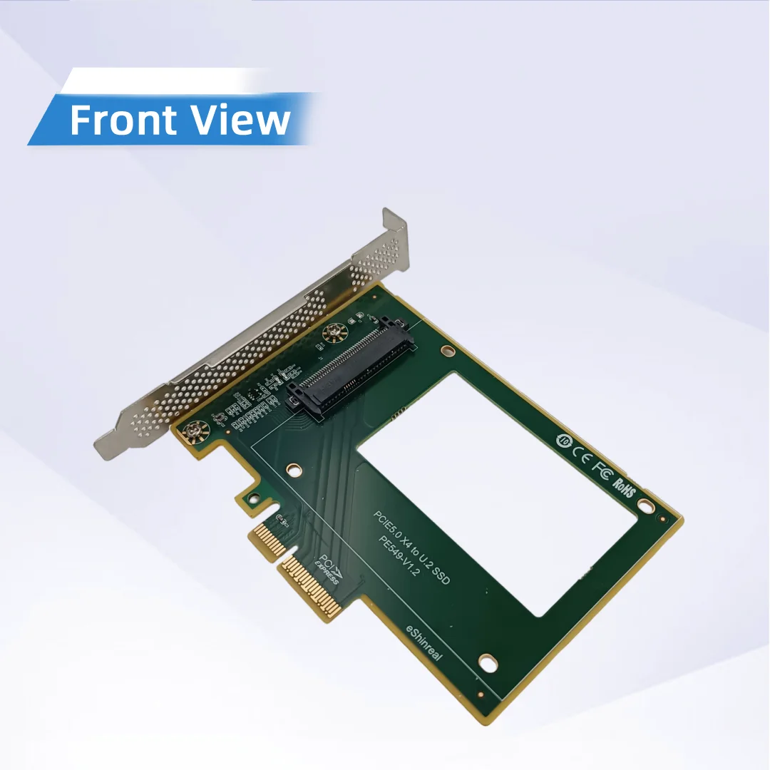 PCIe 5.0 X4 to Single Port U.2 SFF-8639 NVMe SSD Adapter Card 128Gbps Gen5 PCI-e X4 Expansion Card Compatible PCIe4.0/3.0