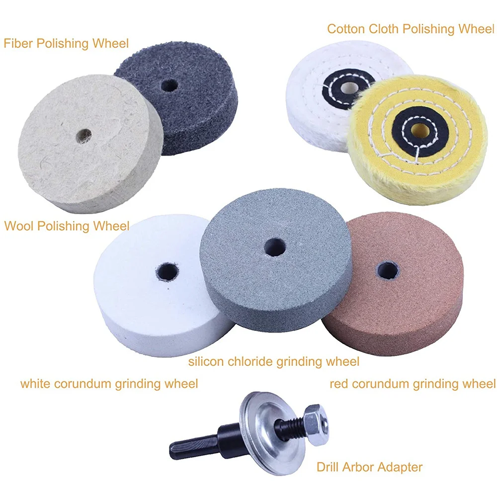 Buffing Polishing Wheel Kit 3 Inch,for Bench Buffer/Bench Grinder,Buffing Wheel Hole 3/8 Inch,Drill Arbor Adapter