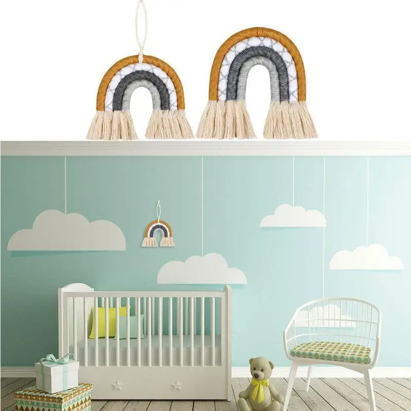 

R9JC Handmade Rainbow Decoration Weaving Ornament for Bedroom Living Room Kids Room