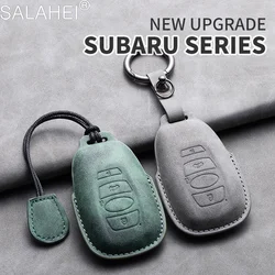 Leather Car Remote Key Fob Cover Case Protector Holder Shell For Subaru Outback XV Forester BRZ Legacy Auto Keychain Accessories