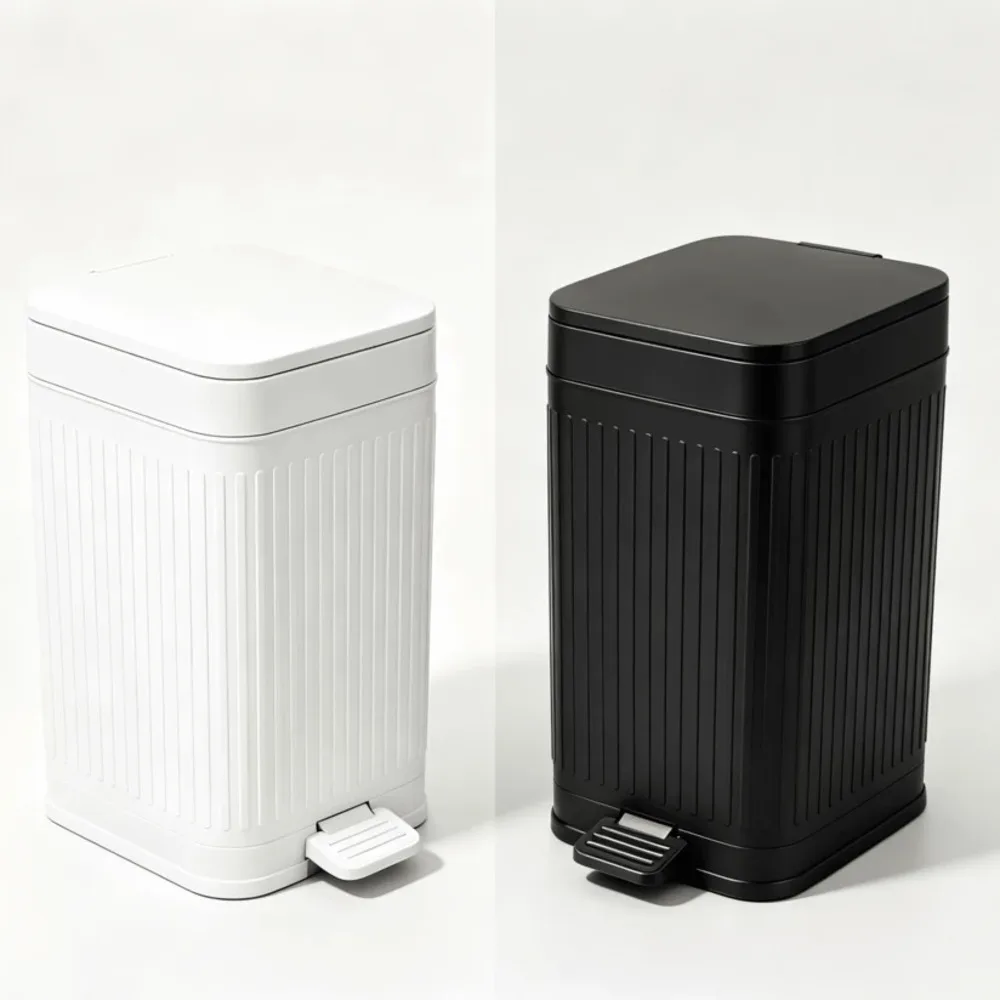 Large Capacity Foot Pedal Trash Can with Lid Textured Odor Proof Waterproof Slim Waste Bin for Kitchen Bathroom Bedroom Home