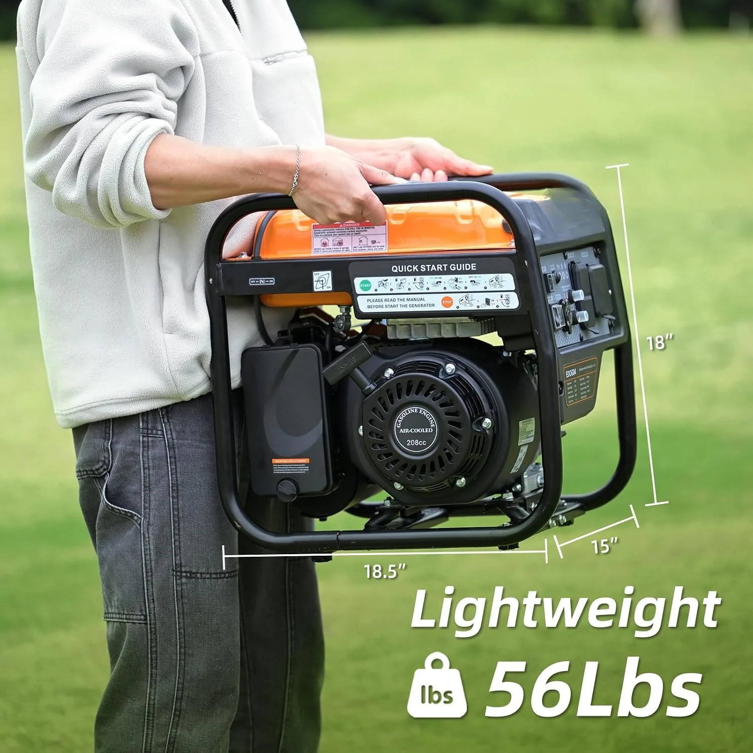 4400W Gas Inverter Generator, Portable Open Frame with ECO Mode & Low Noise, RV Ready Home Backup, Custom