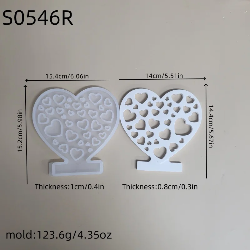 Porous Love Heart Insert Silicone Mold DIY Love Shape Ornament Decoration Resin Mold Valentine's Day Couple Gift Home Decoration