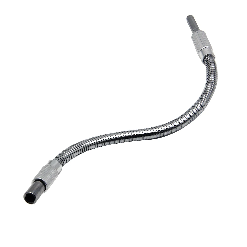 300 mm zilveren zeshoekige handgreep metalen universele flexibele as directionele schroevendraaieraansluiting verlengstang gereedschapsaccessoire