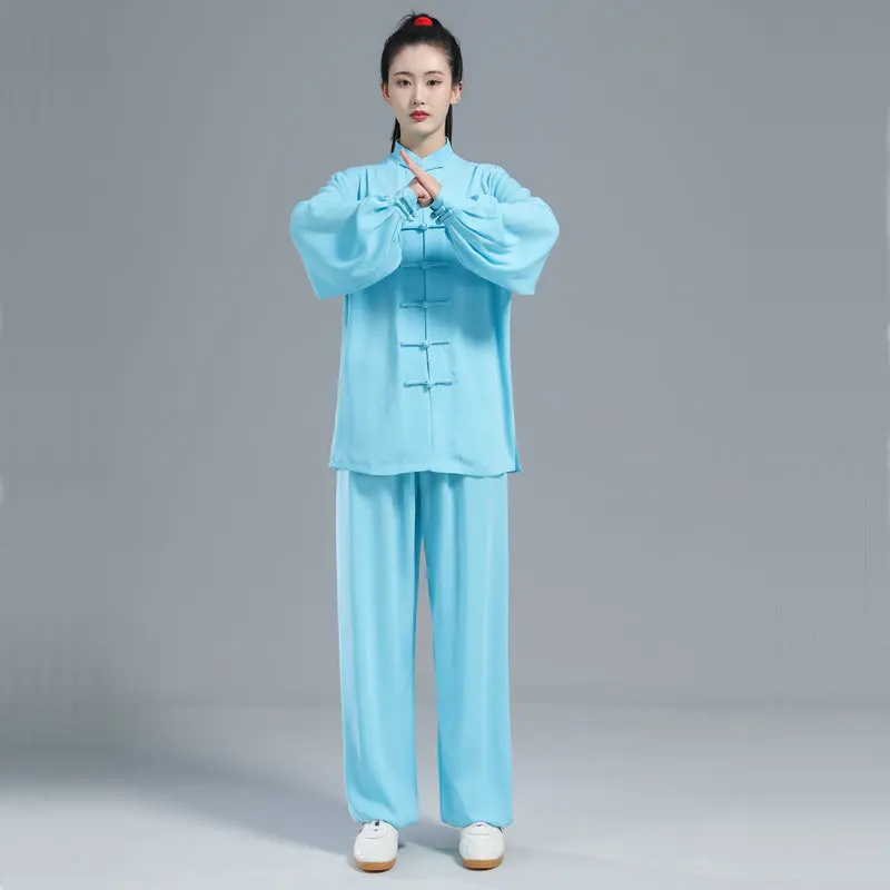 Women Cotton Silk  Chinese Tai Chi Suit Men Kung Fu Wushu Martial Arts Uniform Wing Chun Jacket Pant Oriental Exercise Clothing