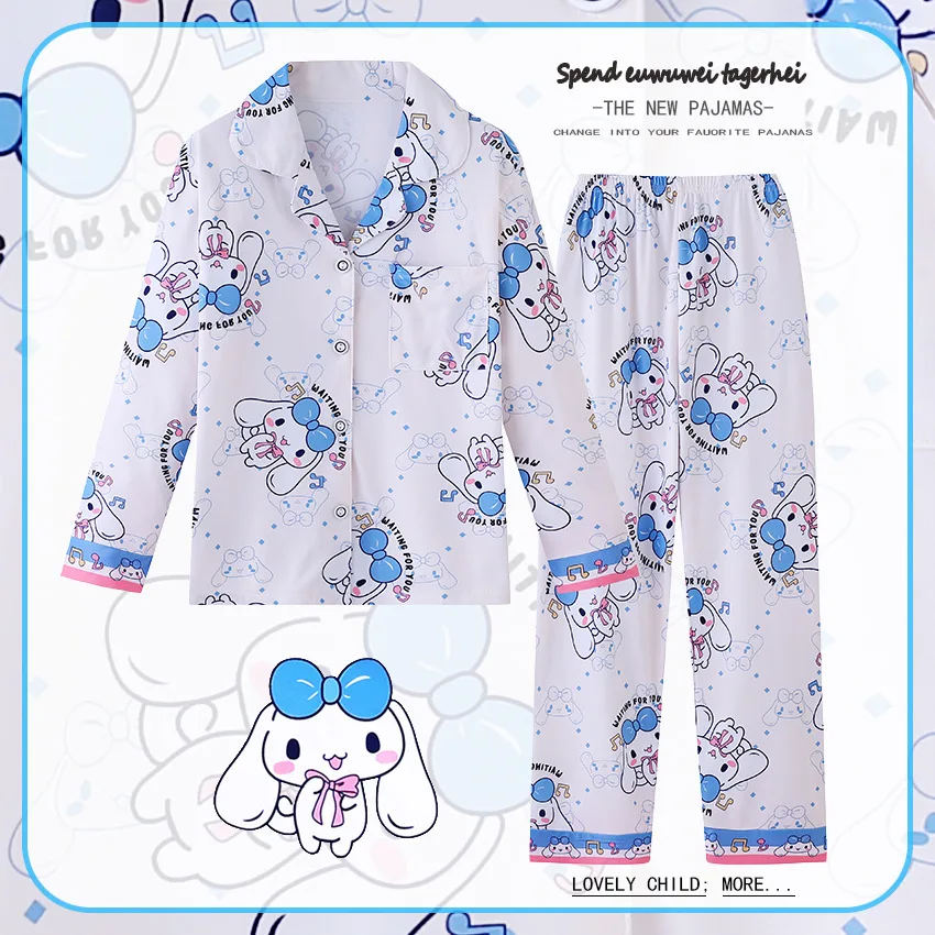 

2023 Kawaii Sanrioed Cinnamoroll пижамы милые аниме Kuromi Melody детская одежда для сна с длинным рукавом для мальчиков девочек Домашняя одежда детский подарок