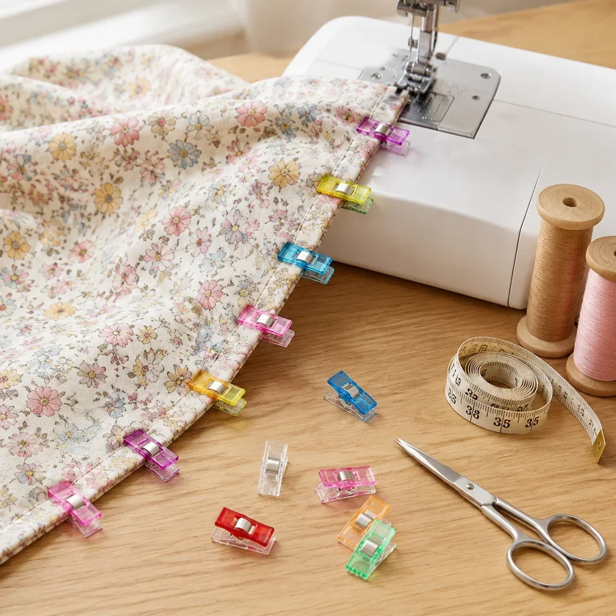 30/50/55/100 Nähstoffklammern, Ersatz für Stecknadeln, Glatte Quilting-Klammer für Kleidermacher, Stickerei & Stoffbefestigung – Detail 14