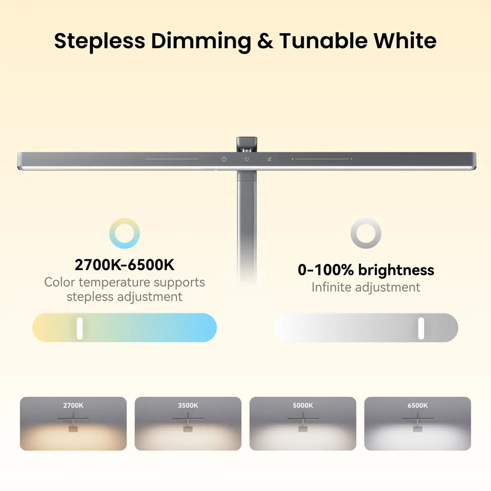 مصباح مكتب ذكي Yeelight LED D1، طول 60 سم، اتصال بلوتوث، قابل للتعتيم، تحكم باللمس والصوت، متوافق مع تطبيقات Apple Home وGoogle وAlexa - 4