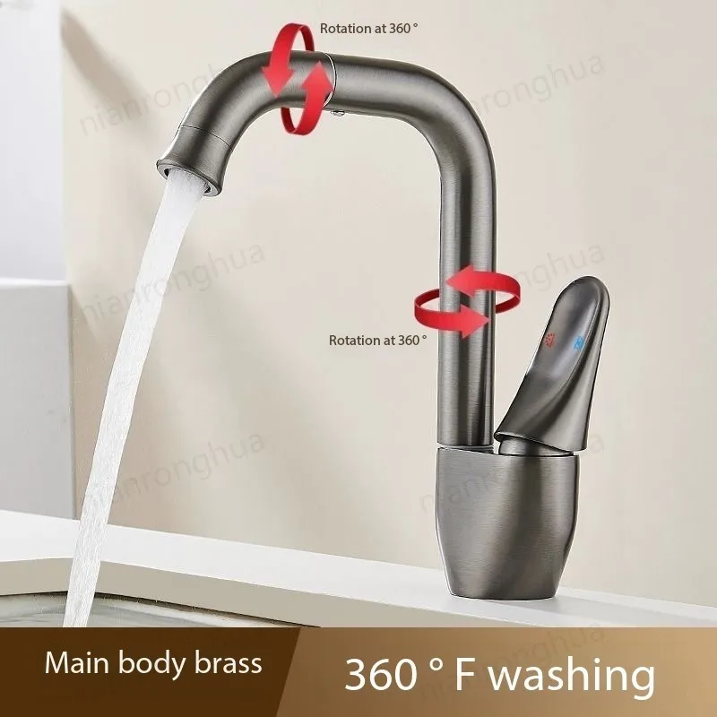 

Gungrey Gungray White Silver Kitchen Bathroom Faucet Brush Handle House Home hotel Mixer Hot and Cold Water Taps Deck Faucet