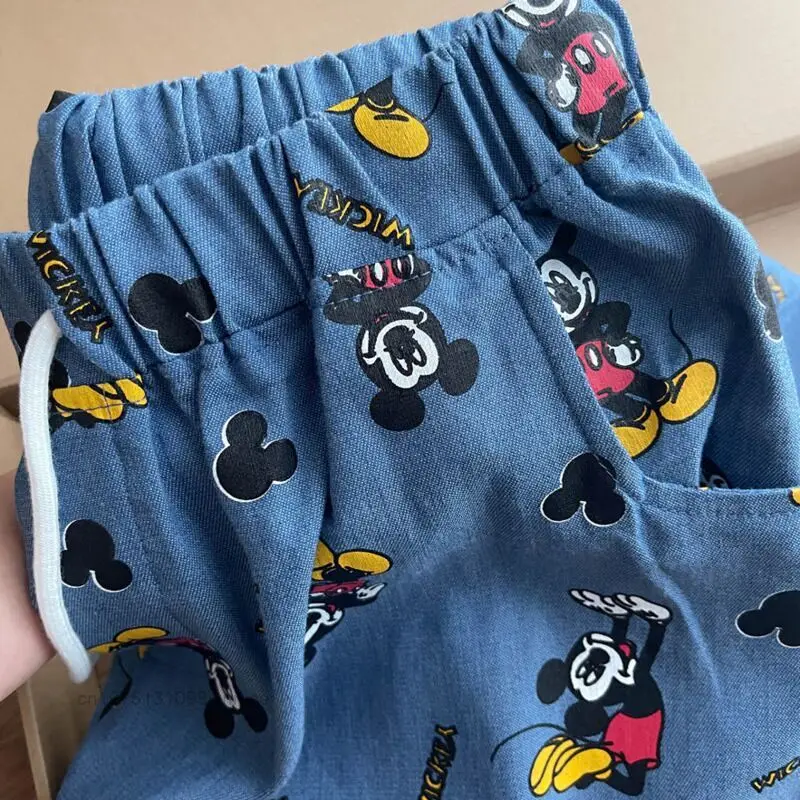 Disney Korean Cartoon Mickey Sleeping Pants Women\'s Casual Pants Summer New Loose Oversize Homewear Casual Walking Trousers