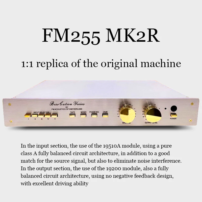 high-end audio preamplifier FM255 MK2R balanced preamplifier 1:1 replica of the original machine 19510A 19200