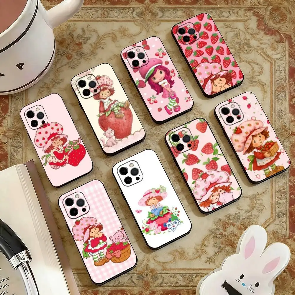 

Strawberry S-Shortcake-Girl Pink Phone Case Silicone Soft For IPhone 17 16 15 14 13 12 11 X XR Plus Pro Max Plus