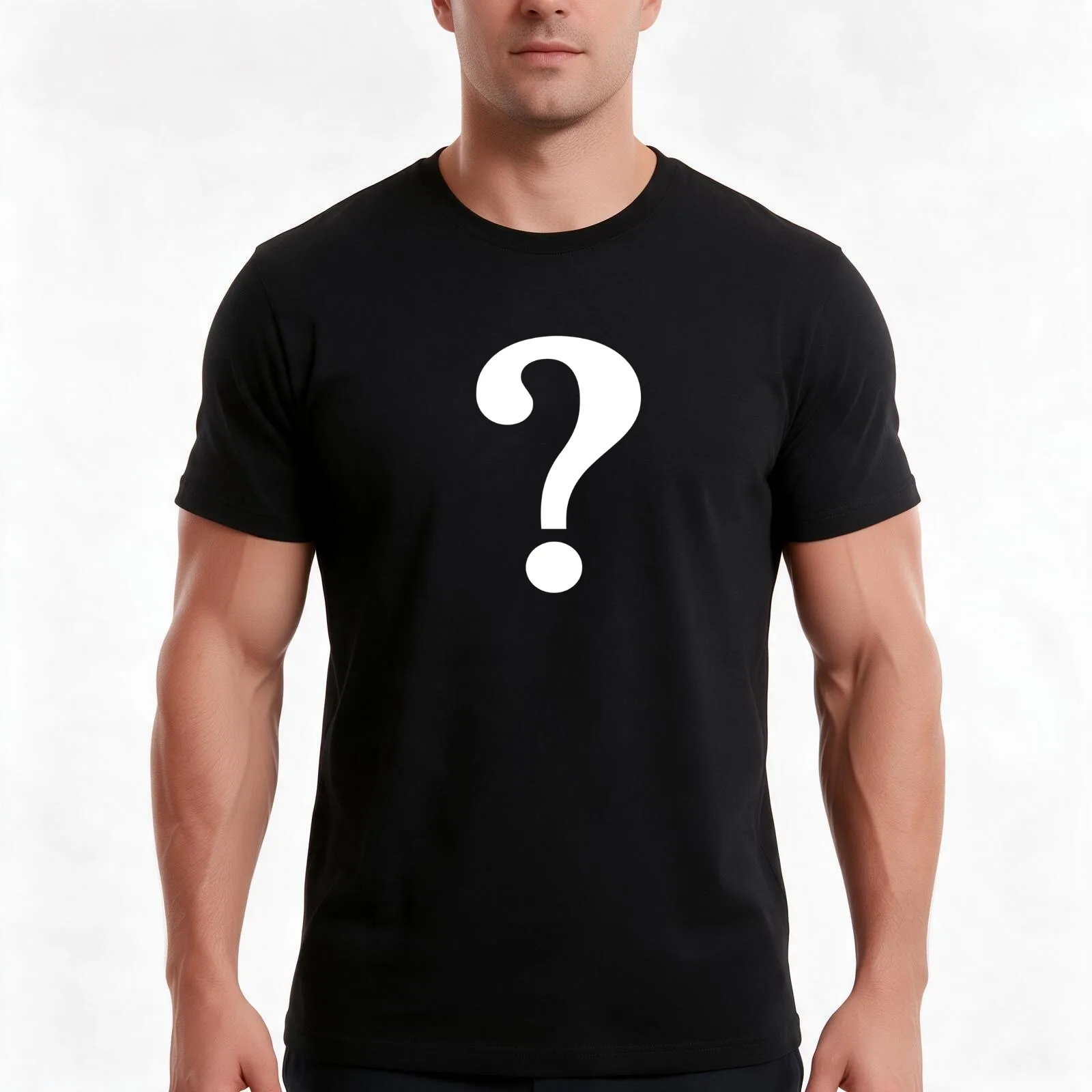 Question Mark (white) T-Shirt, Summer Casual Cotton Tee, Oversized Streetwear Tops, Vintage Graphic Print, Unisex Men Women