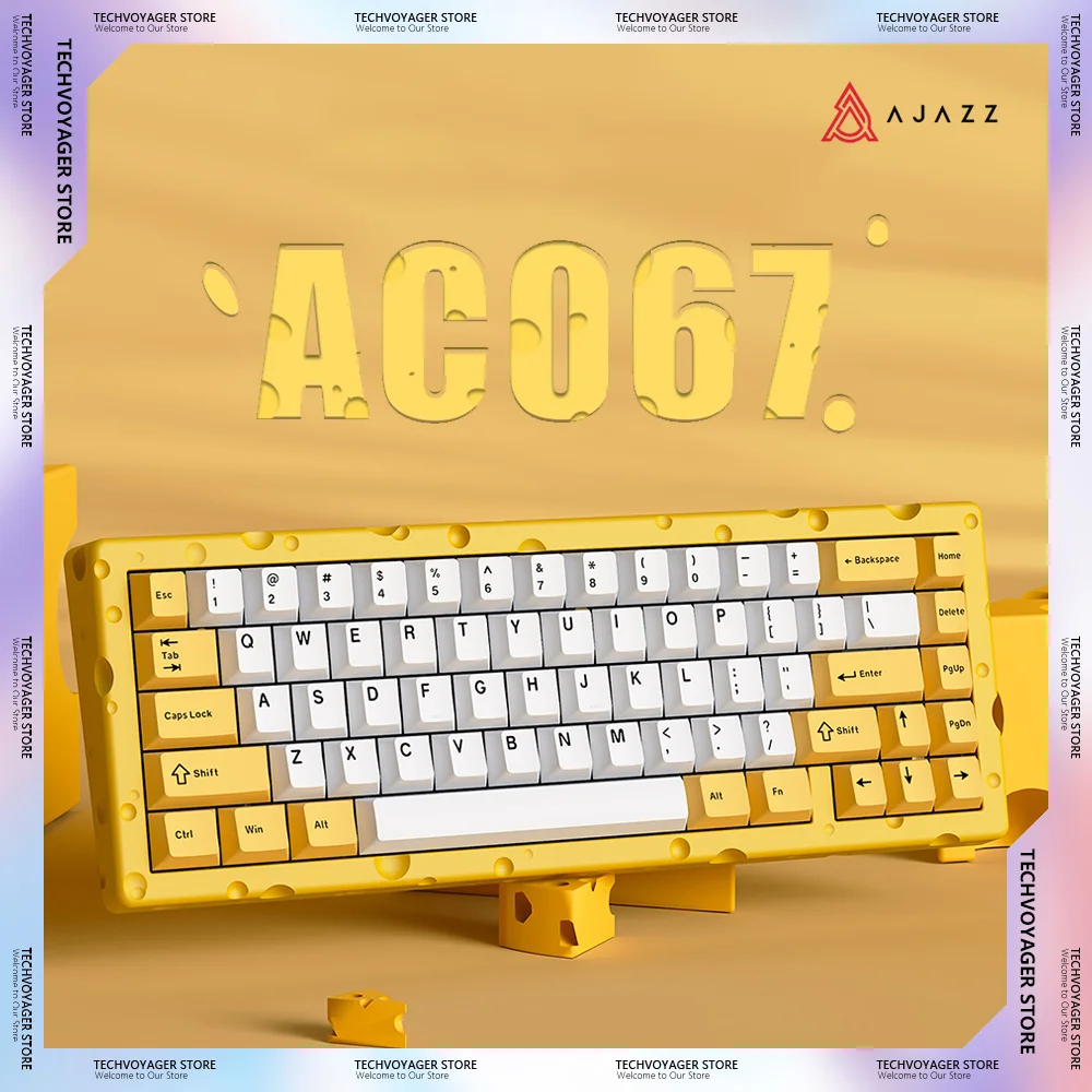 

AJAZZ AC067 Cheese Theme Mechanical Keyboards Hot Swap CNC Aluminum Lump Gasket Custom Wired Gaming Keyboard PC E-Sports Gifts