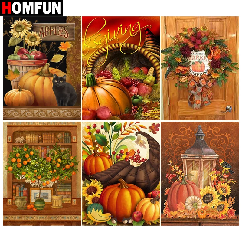 

HOMFUN 3D алмазная живопись "Тыква подсолнух" DIY полный стразы дрель наборы крестиков квадратная круглая Алмазная вышивка