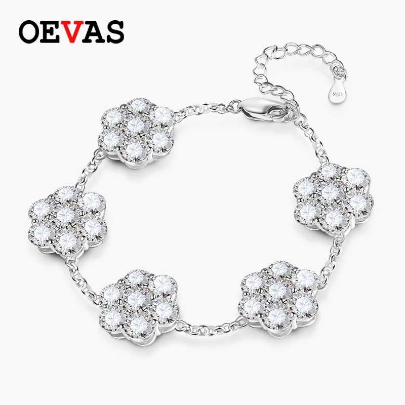 

OEVAS 5MM Total 17.5 Carat D Color Full Moissanite Bracelets 100% 925 Sterling Silver Sparkling Wedding Hand Chain Fine Jewelry