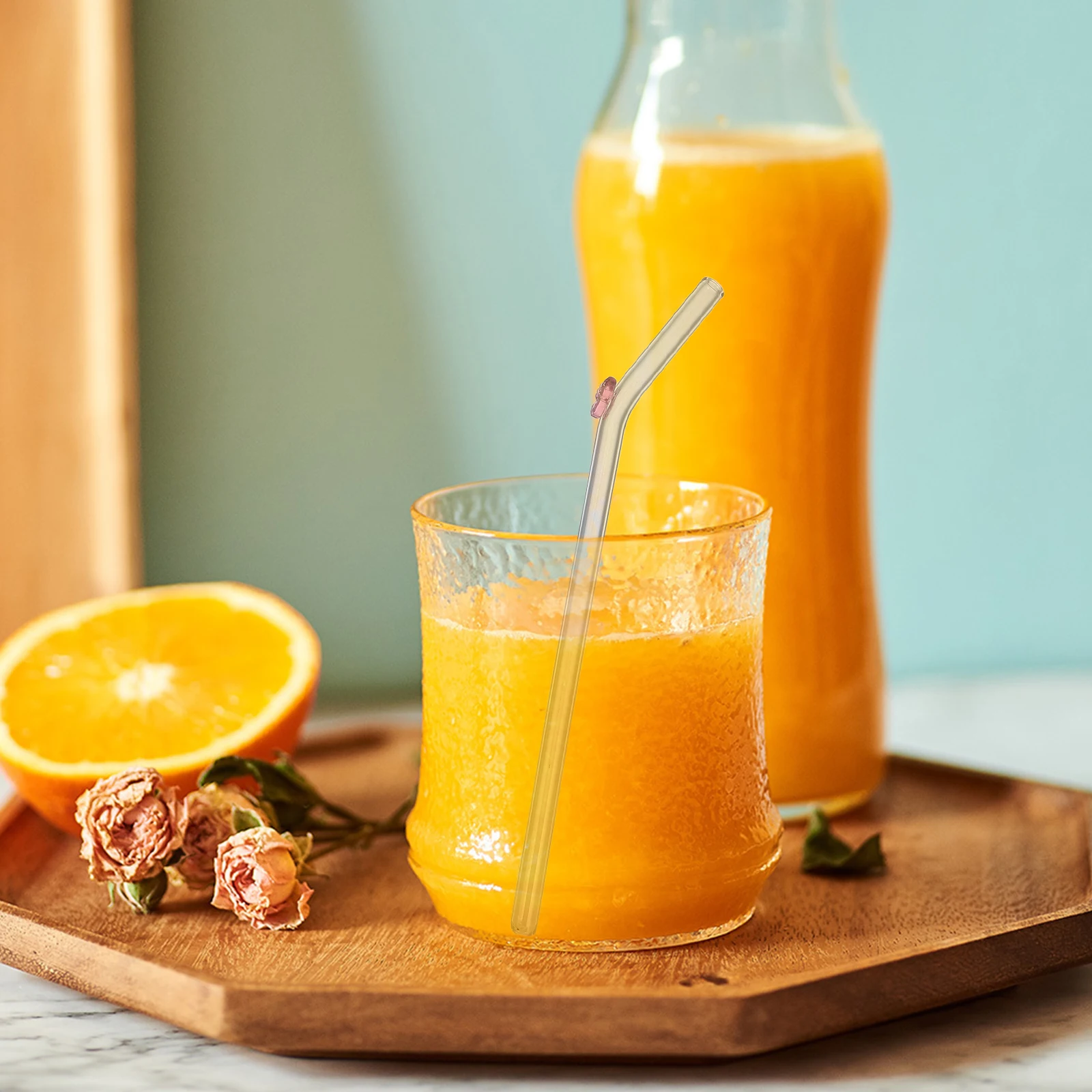 

Clear Transparent Butterfly Glass Straw for Milk Tea Smoothies Elegant Design Reusable Dishwasher Safe Perfect for Parties and